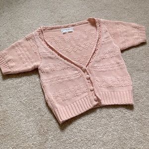 Urban Outfitters Pastel Pink Short Sleeve Button Cardigan Size X-Small
